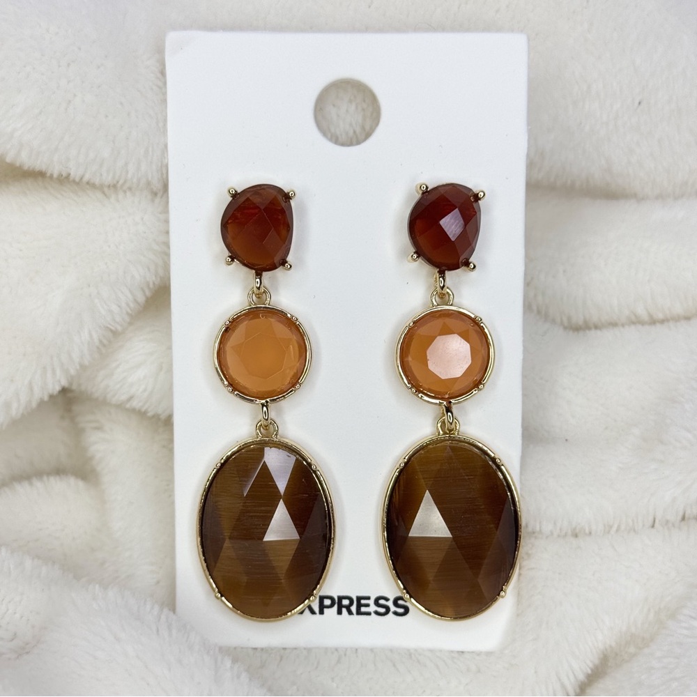 Express Multi-Tone Drop Earrings | NWT | Brown & Amber Tones